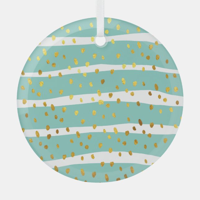 Adorno De Cristal Puntos dorados y rayas: patrón elegante (Anverso)