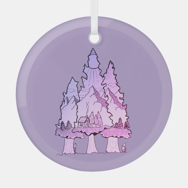 Adorno De Cristal Purple Pines (Anverso)