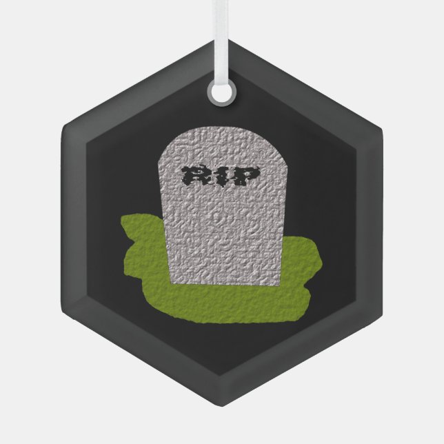 Adorno De Cristal QEPD Tombstone Feliz Halloween (Anverso)