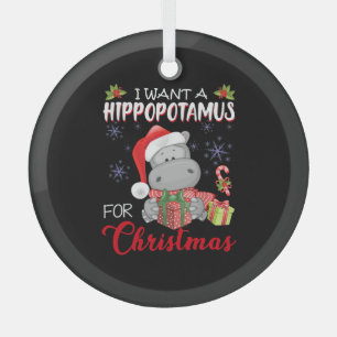 Adorno De Cristal Quiero Hipopótamo Para Navidades Xmas Hippo