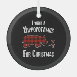 Adorno De Cristal Quiero Un Hipopótamo Para Navidades Rojo