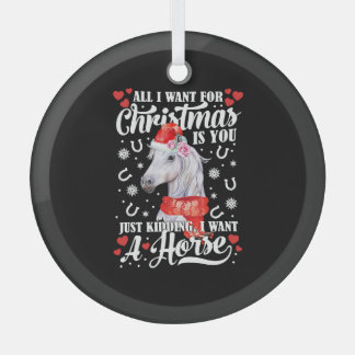 Adorno De Cristal Quiero una camiseta de caballos Navidades