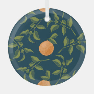 Adorno De Cristal Ramas de cítricos de Naranja de fondo oscuro
