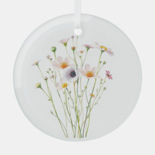 Adorno De Cristal Ramo de acuarela de flores silvestres