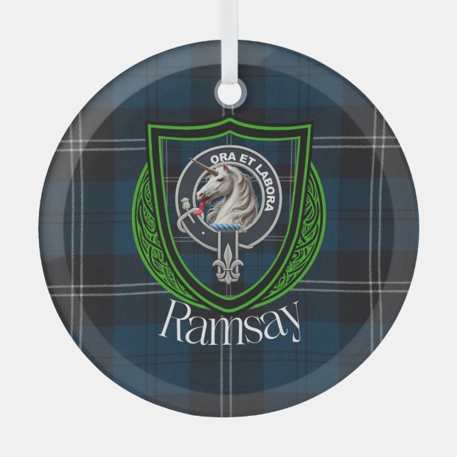 Adorno De Cristal Ramsay Scottish Clan Tartan & Crest (Anverso)