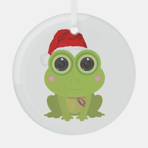 Adorno De Cristal Rana Navideña Adorable con Sombrero de Santa Fiest