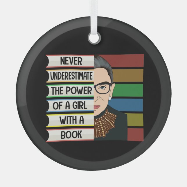 Adorno De Cristal RBG nunca subestima el poder del regalo del libro  (Anverso)