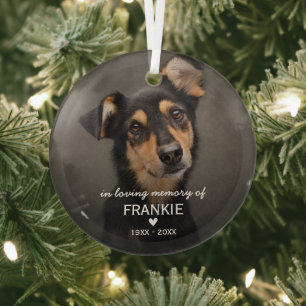 Adorno De Cristal Recuerdo de Navidad en Memoria de Mascota Perro Fo