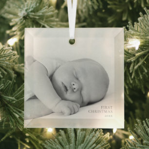 Adorno De Cristal Recuerdo de vidrio para la primera Navidad del beb