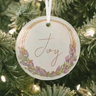 Adorno De Cristal Regalo de Navidad con acuarela botánica original J