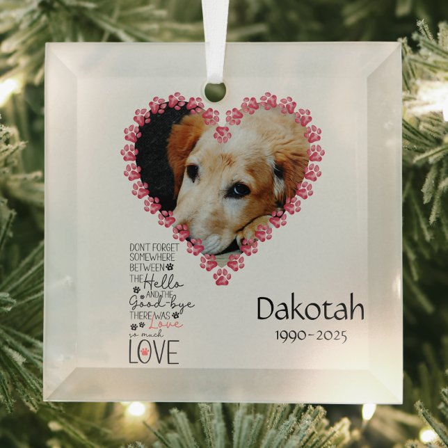 Adorno De Cristal Regalo de recuerdo de mascota (Personalized Pet photo memorial Christmas ornament)