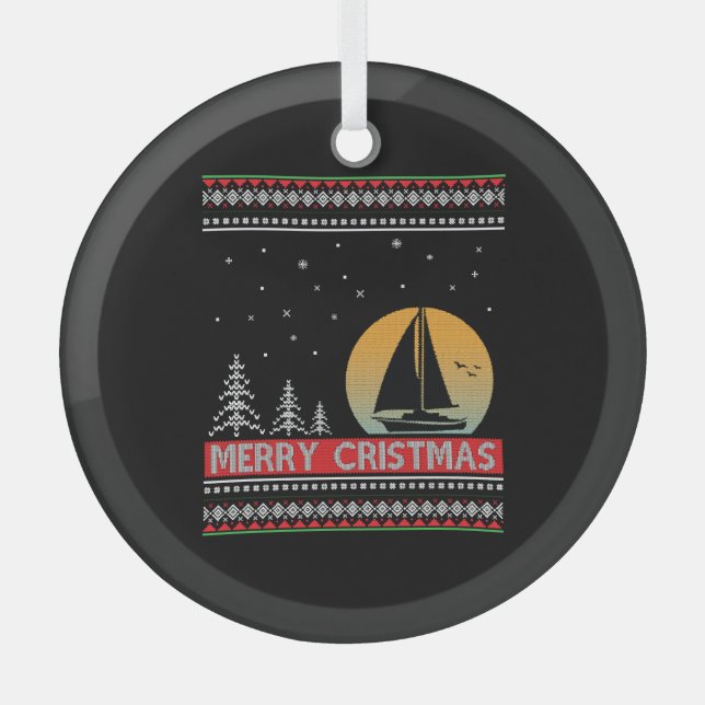 Adorno De Cristal Regalo de vela para marineros Navidades feos (Anverso)