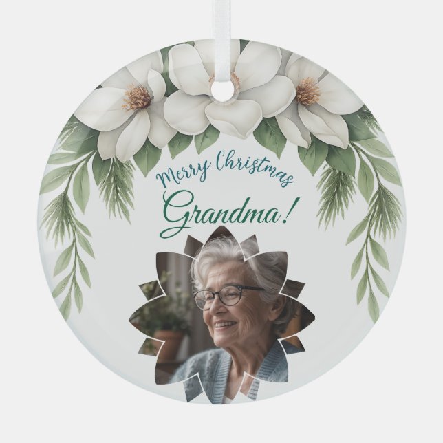 Adorno De Cristal Regalo navideño de festividad de la abuela de navi (Anverso)