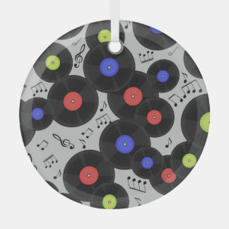 Adorno De Cristal Registros de vinilo: Patrón de notas musicales