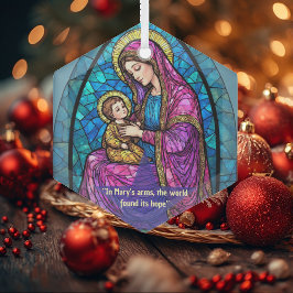 Adorno De Cristal Renacimiento Madonna y Niño Arte Sagrado Minimal