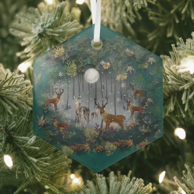 Adorno De Cristal Renos Adorables De Noche (in situ)