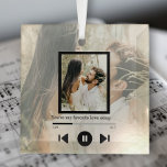 Adorno De Cristal Reproductor de música de texto y fotos personaliza<br><div class="desc">Ornamento personalizado de Ricaso para Fotos y Música de Texto - agrega tu propia foto y texto,  perfecto para regalos de boda,  San Valentín y más ..</div>