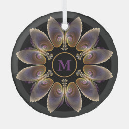 Adorno De Cristal Resumen Angel Wings Mandala Fractal Monograma