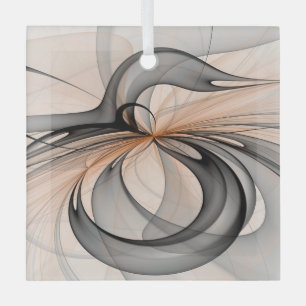Adorno De Cristal Resumen Antracita Grey Siena Arte Fractal Moderno