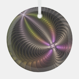 Adorno De Cristal Resumen brillante Trippy Colorido arte fractal 3D