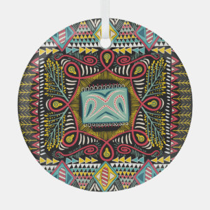 Adorno De Cristal Resumen colorido: diseño de bolsillo cuadrado.