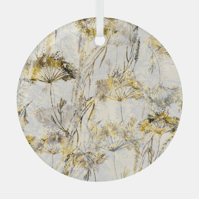 Adorno De Cristal Resumen de fondo acuático: diente de león, enebro (Anverso)