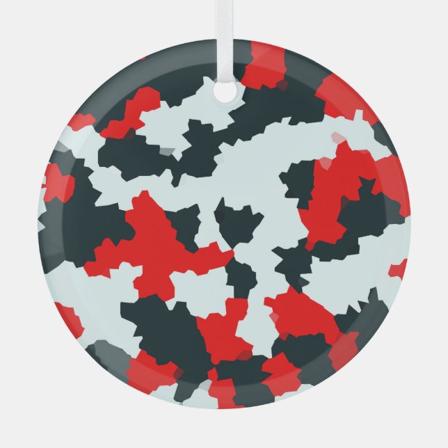 Adorno De Cristal Resumen de irregularidad en blanco y negro rojo (Anverso)