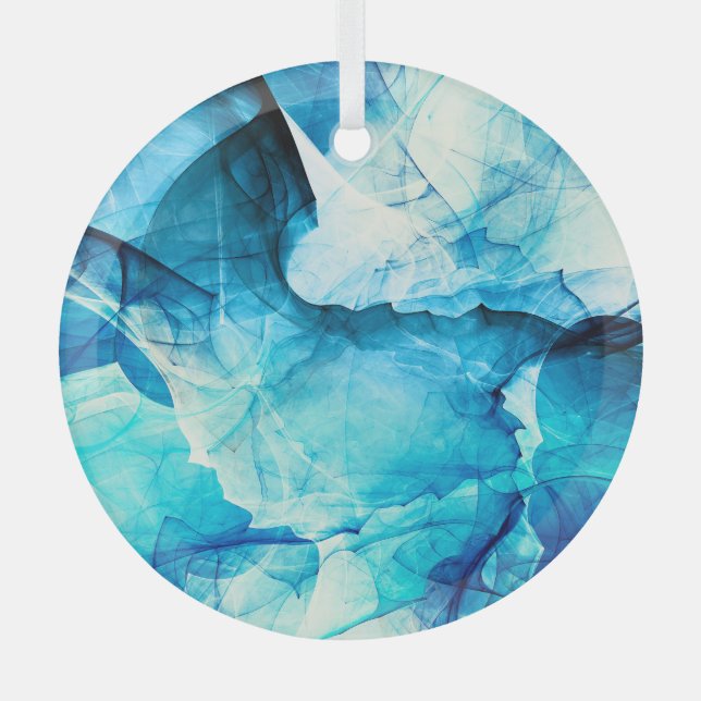 Adorno De Cristal Resumen de movimiento azul: composición fractal. (Anverso)