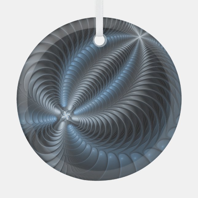 Adorno De Cristal Resumen del arte fractal 3D del gris azul plástico (Anverso)