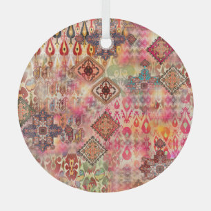 Adorno De Cristal Resumen digital étnico Patrón sin problemas