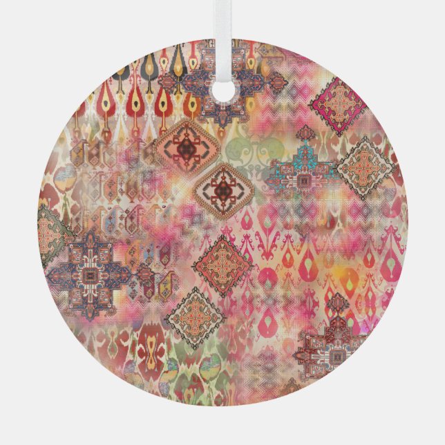 Adorno De Cristal Resumen digital étnico Patrón sin problemas (Anverso)