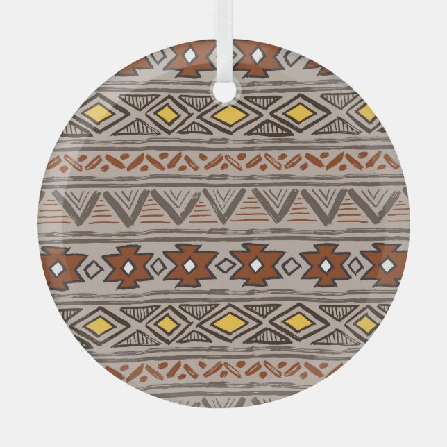 Adorno De Cristal Resumen étnico: Patrón dibujado a mano (Anverso)