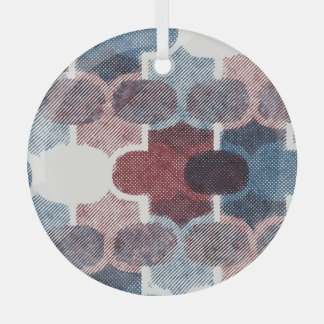 Adorno De Cristal Resumen geométrico Patrón azul rojo