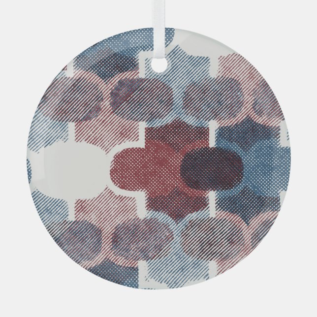 Adorno De Cristal Resumen geométrico Patrón azul rojo (Anverso)