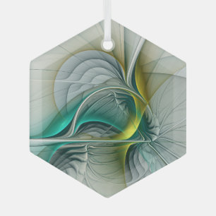 Adorno De Cristal Resumen hipnótico Fractal Verde azulado Turquesa d