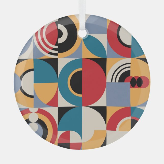 Adorno De Cristal Resumen Memphis: Estilo de cosecha geométrica. (Anverso)