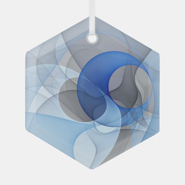 Adorno De Cristal Resumen moderno Gráfico de arte fractal gris azul (Anverso)