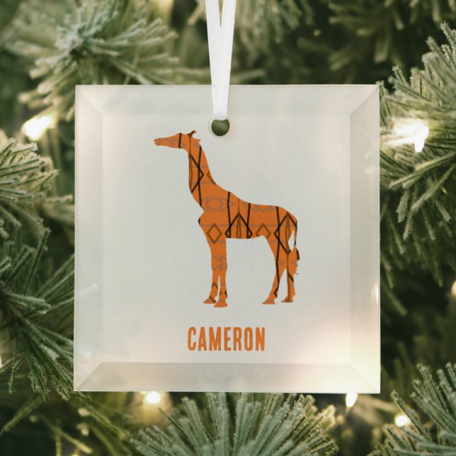 Adorno De Cristal Resumen monograma de silueta de jirafa (in situ)