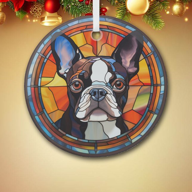 Adorno De Cristal Resumen Perro Terrier de Boston manchado (Subido por el creador)