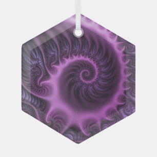 Adorno De Cristal Resumen Vivid Guay Pink Purple Fractal Art Spiral