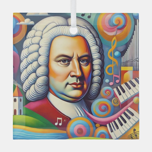 Adorno De Cristal Retrato de Johann Sebastian Bach (Anverso)