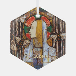 Adorno De Cristal Retrato de Sta. Gobnait, Patrona de las Abejas,