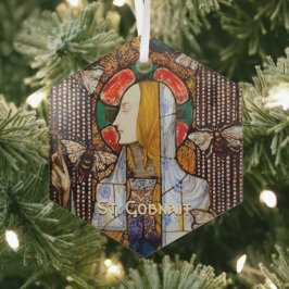 Adorno De Cristal Retrato de Sta. Gobnait, Patrona de las Abejas,