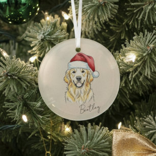 Adorno De Cristal Retrato personalizado a mano de Golden Retriever