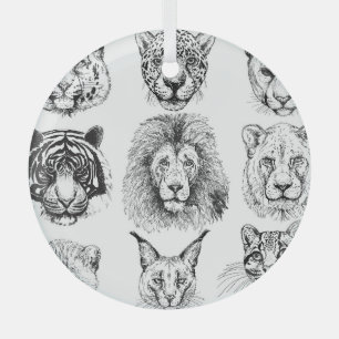 Adorno De Cristal Retratos de animales dibujados a mano