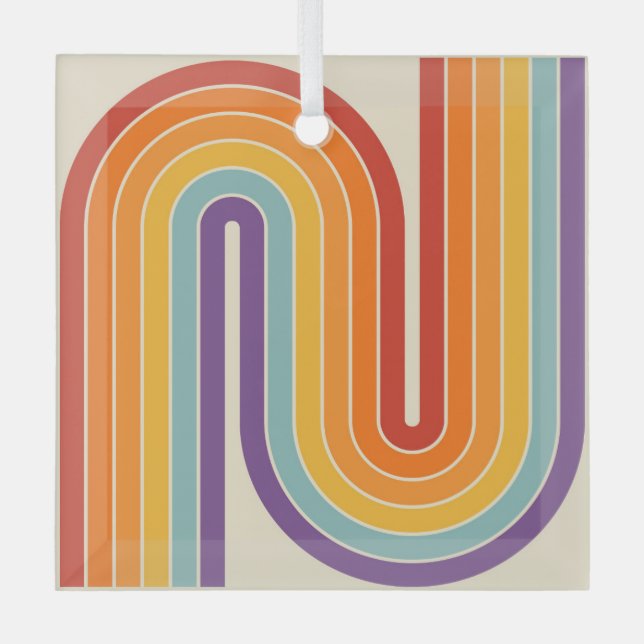 Adorno De Cristal Retro 1970s Style Arched Stripes Geometric Pattern (Anverso)