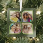 Adorno De Cristal Retro 4 Photo Pinwheel Flower Petal Black Green<br><div class="desc">Stylish photo ornament in two tone green with retro pinwheel style photo collage. The photo template is set up for you to add 4 of your favorite photos, which are automatically displayed in the flower petal shapes. If you have any problem with picture placement, try cropping your photo to a...</div>