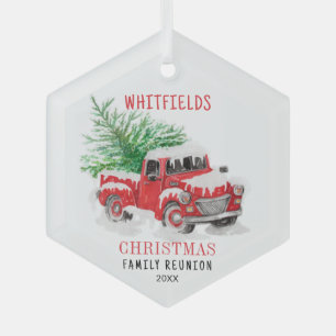 Adorno De Cristal Reunión Familiar de Navidad Camión Rojo Personaliz