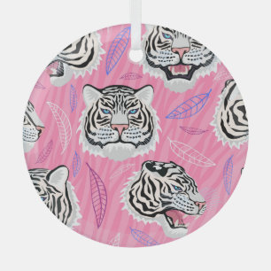 Adorno De Cristal Roar de tigres blancos: Patrón de selva tropical d