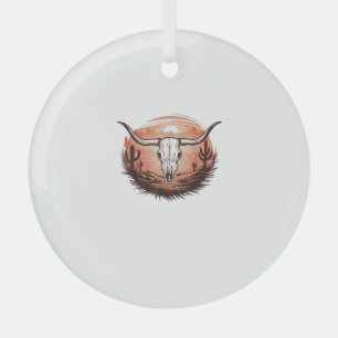 Adorno De Cristal Rodeo de vaquero de Cow Skull